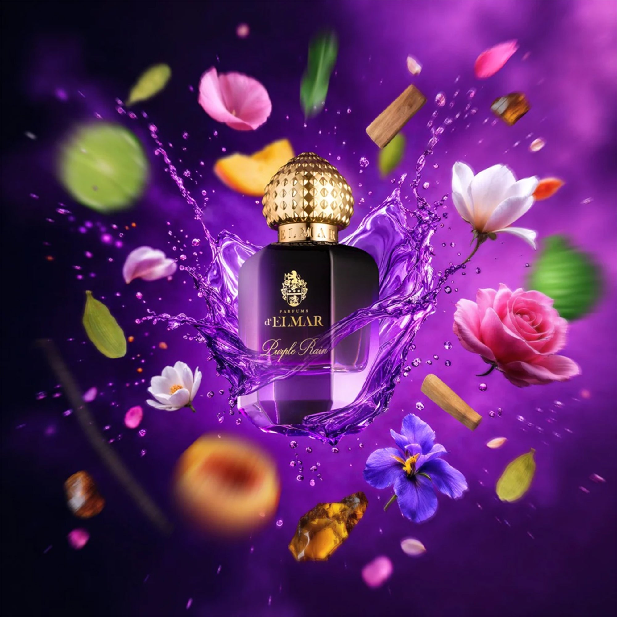 Flakon des Nischenparfums Purple Rain von Parfums d'Elmar